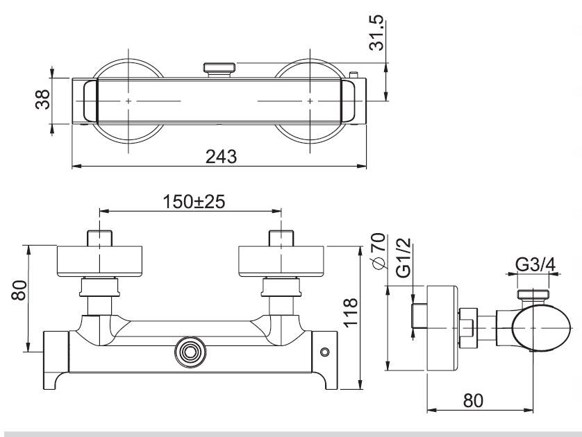 Fima carlo frattini Fimatherm смеситель для душа F4225/3 схема 1