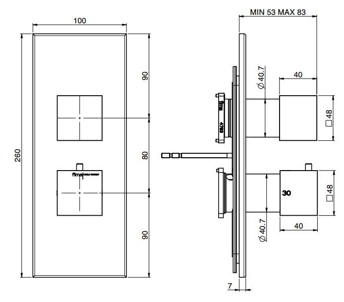 Fima carlo frattini Fimatherm смеситель для ванны/душа F3509X7 схема 1