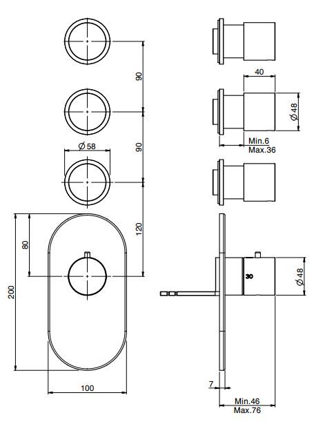 Fima carlo frattini Fimatherm смеситель для ванны/душа F3253X3 схема 1