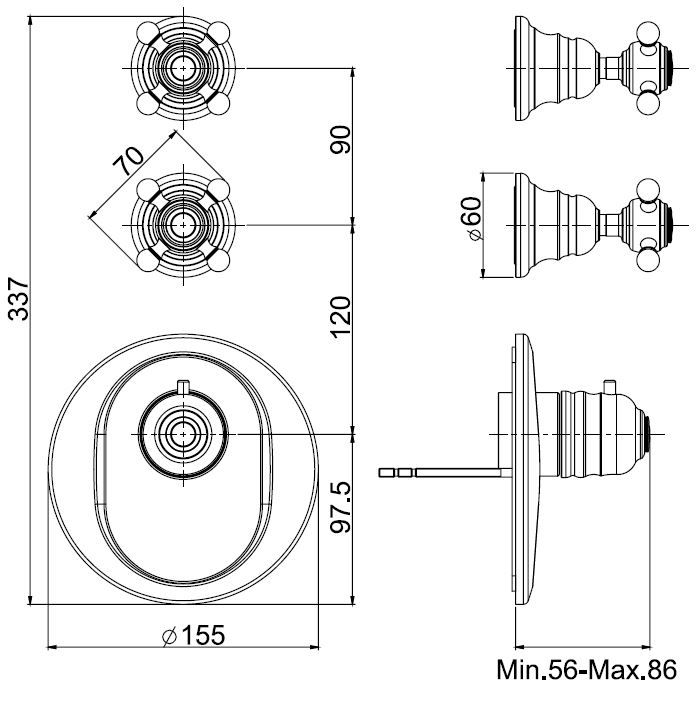 Fima carlo frattini Fimatherm смеситель для ванны/душа F5113X2 ФОТО