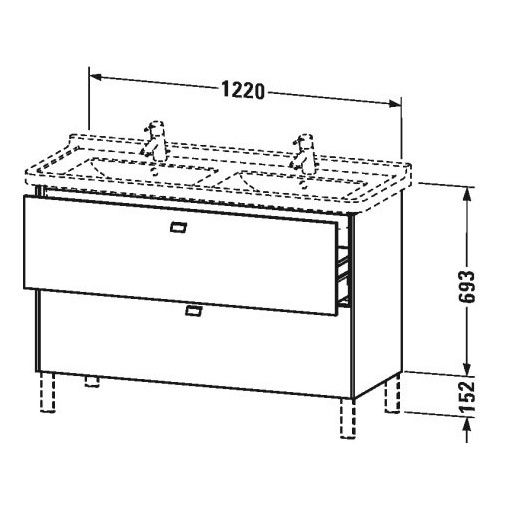 Тумба под раковину Duravit Brioso BR 4424 122x46,9 схема 1