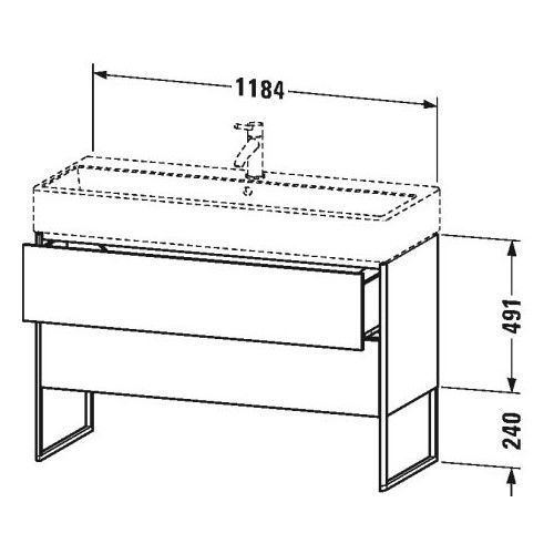 Тумба под раковину Duravit XSquare XS4477 118,4x46 схема 1