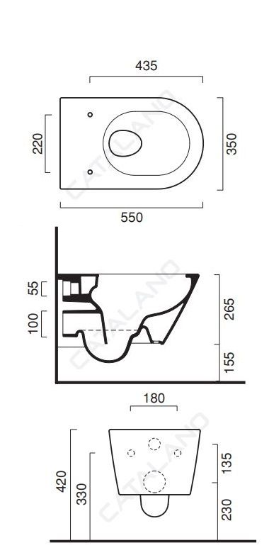 Catalano безободковый унитаз Zero 1VS55NR00 схема 1