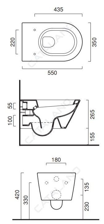 Catalano унитаз подвесной Zero 1VS55N00 схема 1