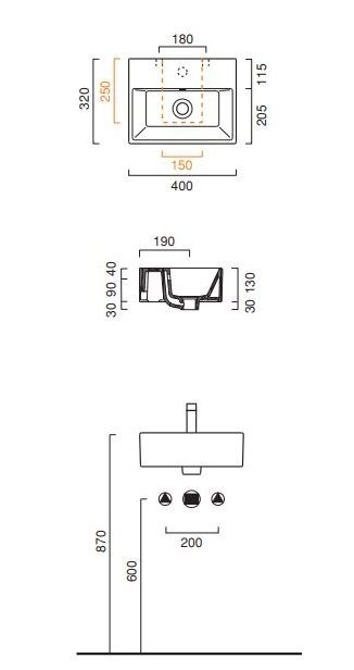 Раковина Catalano Premium 140VP00 40х32 схема 1