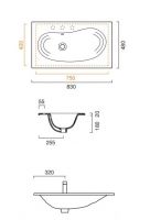 Раковина Catalano Impronta 183IM00 83х48 схема 1