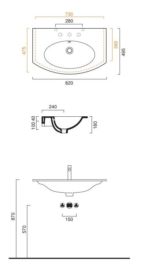 Раковина Catalano Velis 182VL00 102х51 схема 1