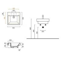 Раковина Catalano Zero 15QZENE00 50х50 схема 1