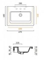 Раковина Catalano Canova Royal 167LI00 67х48 схема 1