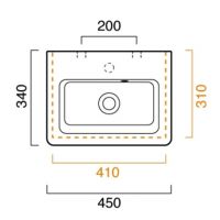 Раковина Catalano New light 145LI00 45х34 схема 2