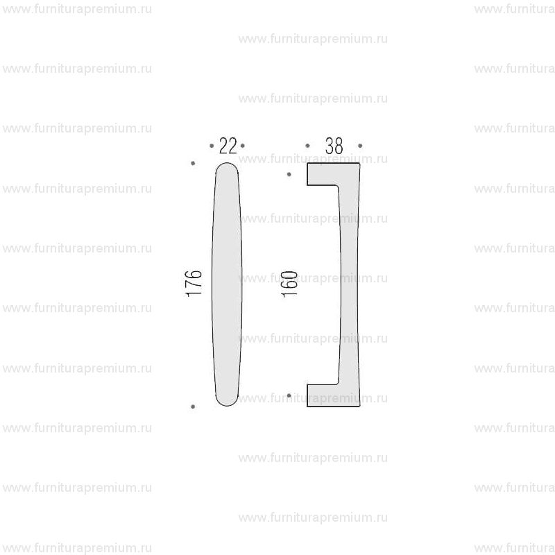 Ручка-скоба Colombo Blues CD36. Длина 176 мм.