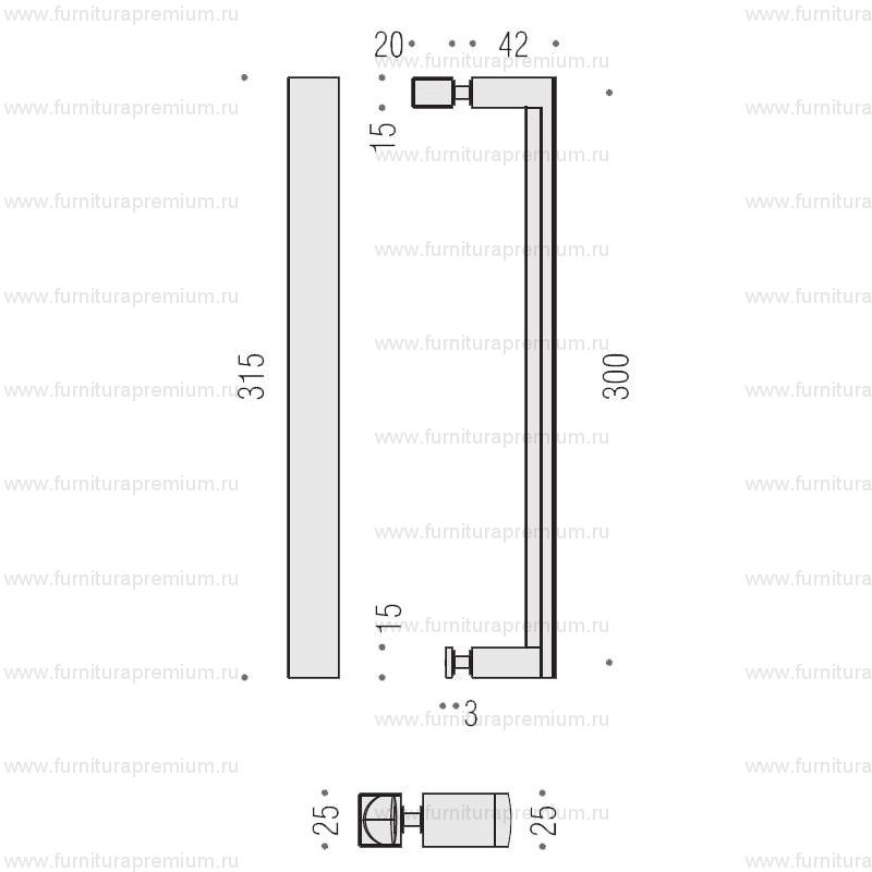 Ручка-скоба Colombo Wind LC56 для стеклянных дверей. Длина 315 мм.