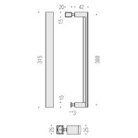 Ручка-скоба Colombo Wind LC56 для стеклянных дверей. Длина 315 мм. схема