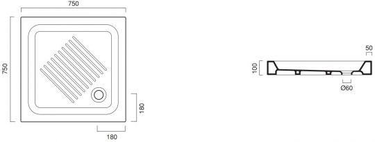 Акриловый поддон для душа Catalano 1757500 75х75 см ФОТО