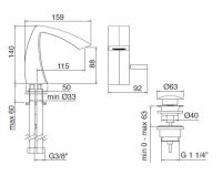 Treemme Arche смеситель для биде 220 схема 1