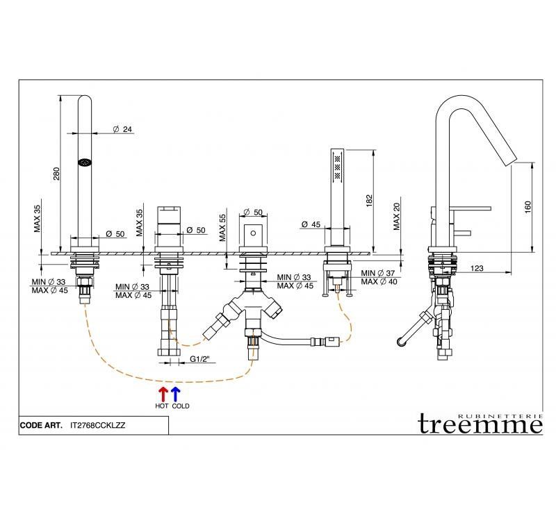 Смеситель для ванны и душа Treemme Klab 2768 ФОТО