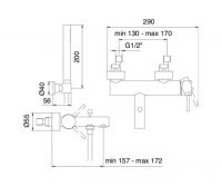 Смеситель для ванны и душа Treemme Vela 5800 схема 1