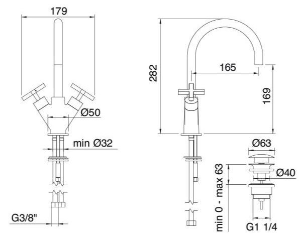 Treemme Line смеситель для раковины 1015 схема 2