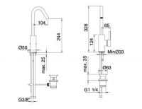 Treemme X-CHANGE mono смеситель для раковины 7511CL схема 1