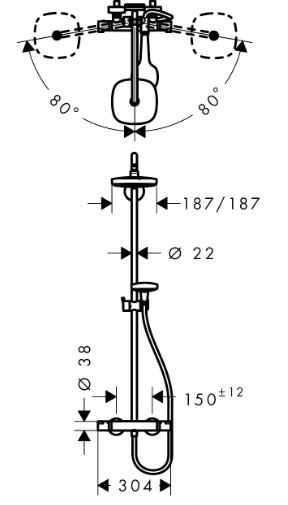 Душевая система Hansgrohe Croma Select E Showerpipe 180 2jet 27256400 ФОТО