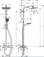 Душевая система с тропическим душем Hansgrohe Crometta E Showerpipe 240 1jet 27284000 схема 3