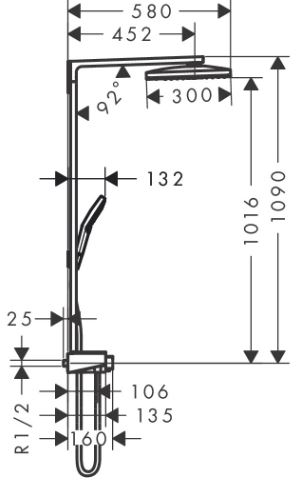 Душевая колонна с тропическим душем Hansgrohe Rainmaker Select Showerpipe 460 3jet 27106400 ФОТО