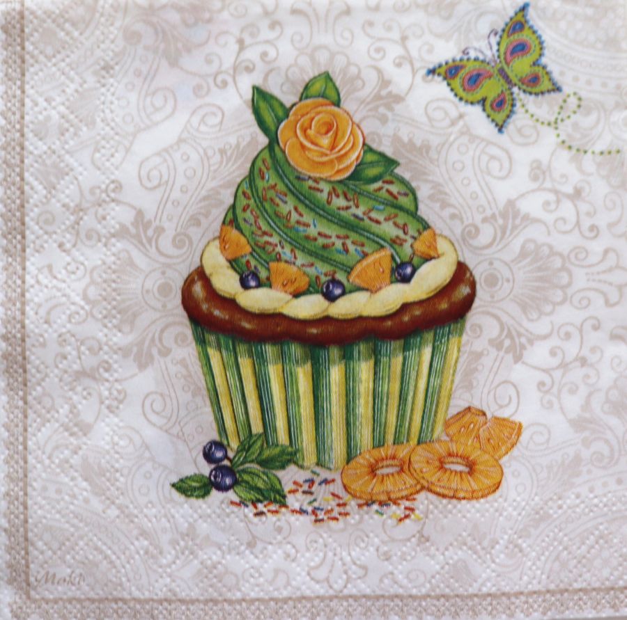 Салфетка бумажная 25*25 Капкейки