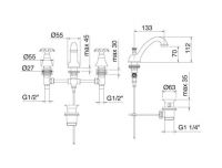 Смеситель для раковины в классическом стиле Treemme Palma 4810 схема 1