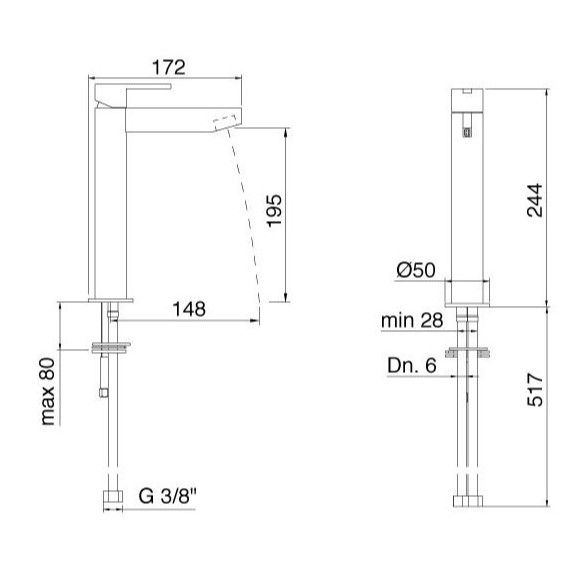 Cмеситель для раковины Treemme Time 5127TL схема 4