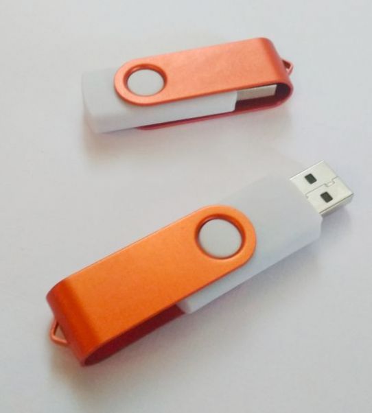 Флешки Twist Color белые с оранжевым 8-16-32 Gb