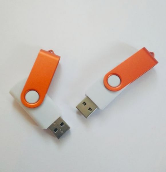 Флешки Twist Color белые с оранжевым 8-16-32 Gb