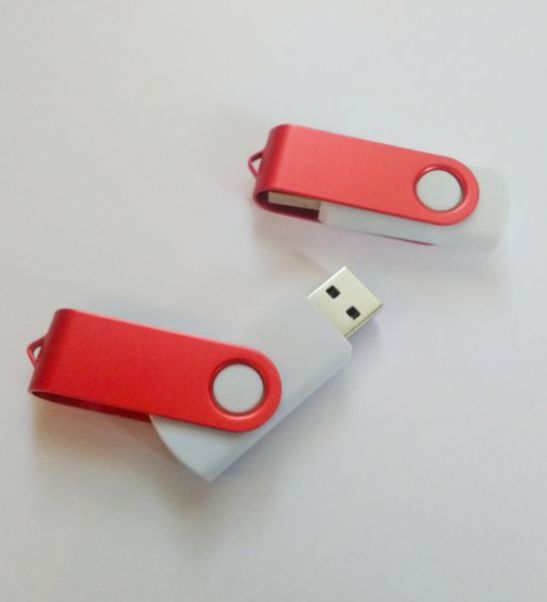 Флешка Twist Color белая с красным 8-16-32 Gb