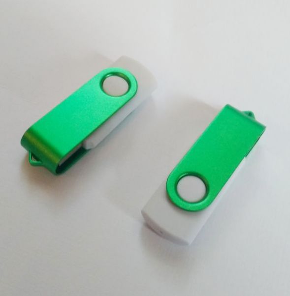 Флешки Twist Color белые с зеленым 8-16-32 Gb