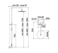 Душевая стойка Treemme X-CHANGE mono с тропическим душем 5860 схема 1