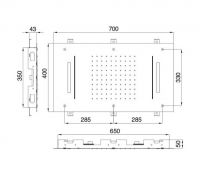 Тропический душ Treemme Showers RTBR310 70x40 с подсветкой и форсункой для каскадного душа схема 1