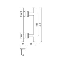 Ручка-скоба Olivari Bios L204R. Длина 315 мм. схема