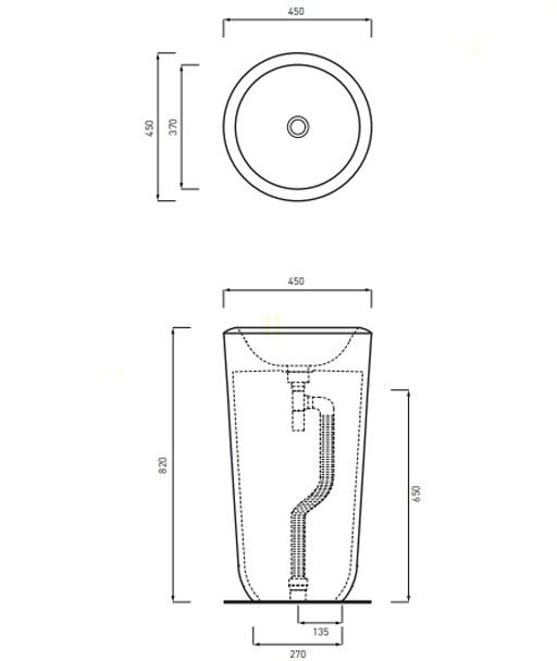 Напольная раковина Cielo Fluid FLFREEP пристенная 45х45 ФОТО