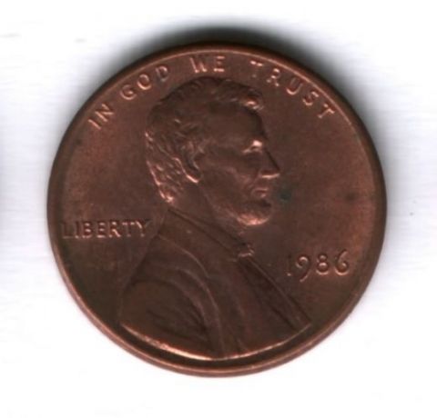 1 цент 1986 года США UNC