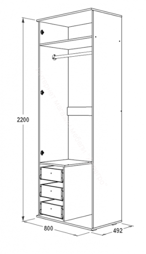Шкаф "Ольга 14" 2-х дверный правый
