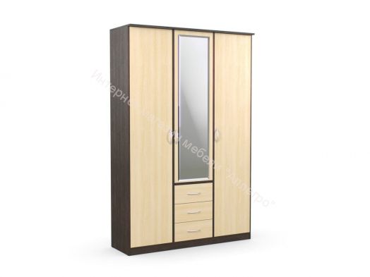 Шкаф "Дуэт Люкс" комбинированный с 3-мя ящиками с зеркалом