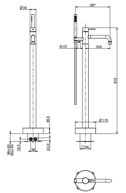 Смеситель для ванны и душа Fima carlo frattini Spillo Tech F3034/6G ФОТО