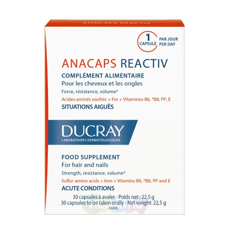 Ducray Anacaps Reactiv Витамины для волос и ногтей, 30 капс.