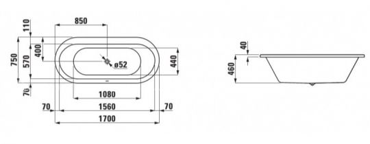 Laufen Laufen Solutions 2.2251. ванна 170 см 75 см ФОТО