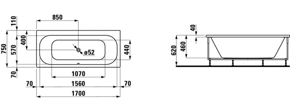 Laufen Laufen Solutions 2.2353. ванна 170 см 75 см ФОТО