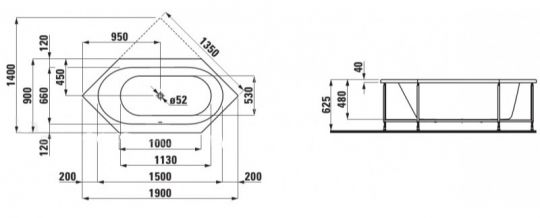 Laufen Laufen Solutions 2.2552. ванна 190 см 90 см ФОТО