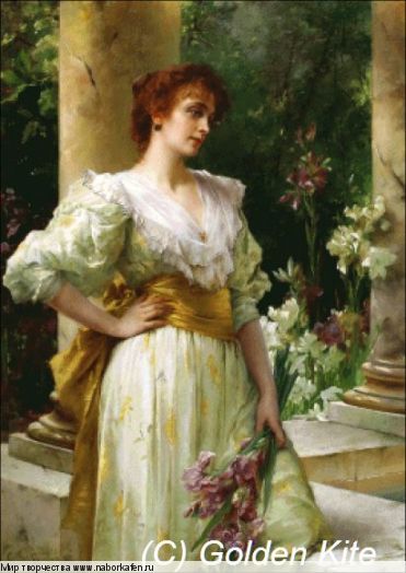 1172. Woman In White Holding Irises (small)