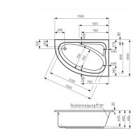 Ванна акриловая Mauersberger 1215000301 Aspera 150x100 схема 1