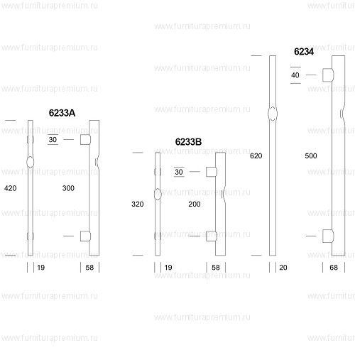 Ручка-скоба Salice Paolo Trace 6233/B. Длина 320 мм.