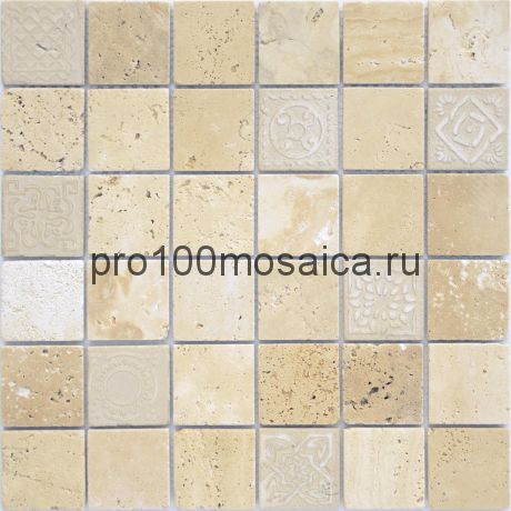 Мозаика Art Travertino beige матовая 30х30х0,8 см (чип 48х48х8 мм)