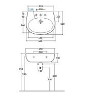 Раковина Globo Grace GR065 65 х 52 схема 1